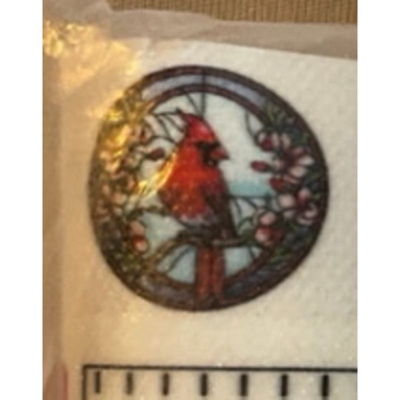 New in Package 12X12 Diamond Art Stained Glass with Cardinal and Flowers - Picture 1 of 5